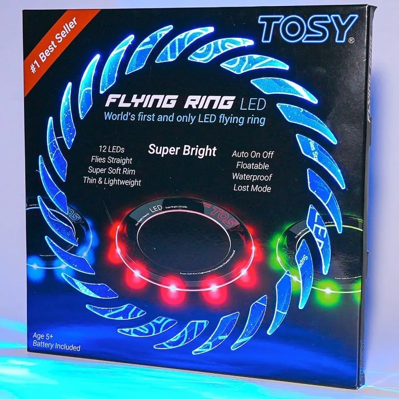 

TOSY Flying Ring - 16 Million Color RGB or 12 LEDs, Super Bright, Lost Mode, Auto Light Up, Camping Essentials for s/Teens/Boy/G
