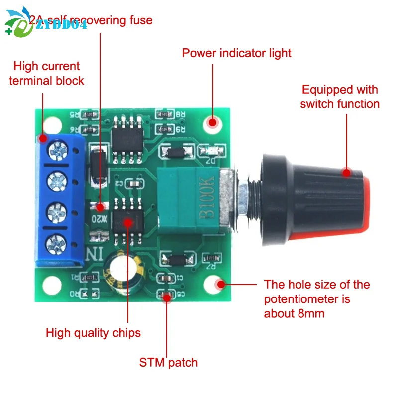 ●1Pcs Adjustable Speed DC Motor Driver Home Improvement Durable DC 1.8V 3V 5V 6V 12V PWM Motor Speed Controller