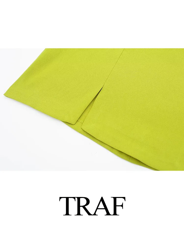 TRAF-تنورة صغيرة ذات خصر مرتفع ، ملابس الشارع الكلاسيكية ، أحادية اللون ، سحاب خلفي ، قصيرة ، أنيقة ، مثيرة ، موضة جديدة ،