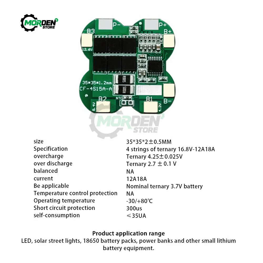 BMS 4S 14.8V 12A 18A Li-ion Lithium 18650 Battery Charge Protection Board 4/6 MOS For Power Bank Electric Tool Accessories