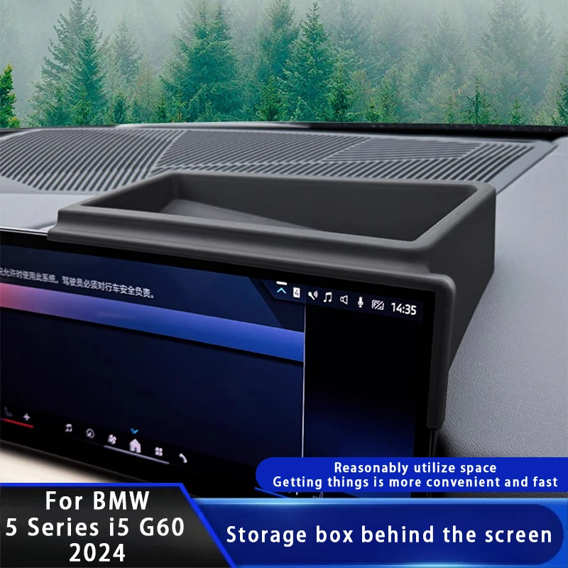 

For BMW 5 Series G60 i5 2024 Central Control Navigation Behind Screen Storage Box Dashboard Organizer Non-slip Tray