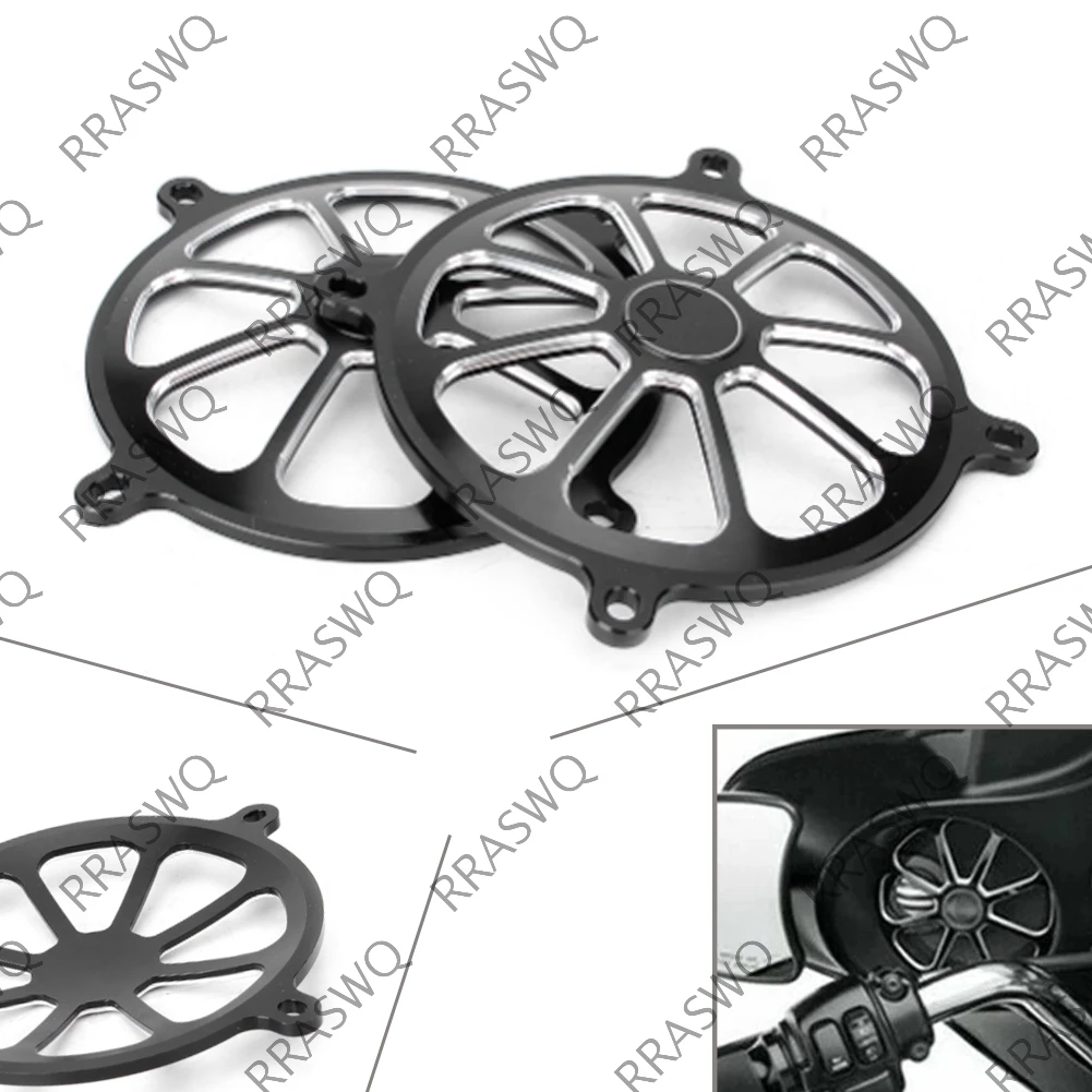 Black Motorcycle Speaker Cover Grills Grille for Harley Davidson Touring Models 1996-2007 2008 2009 2010 2011 2012 2013 Aluminum