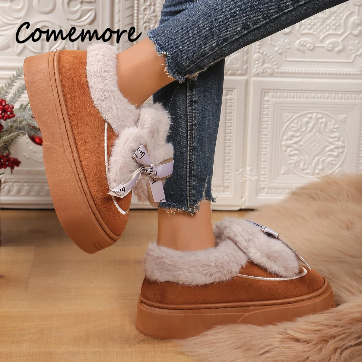 Big Cotton Shoes Lady Lovely Thick Bottom A Pair of Short Boots Plus Velvet Thicken Warm Snowshoes Winter New Style