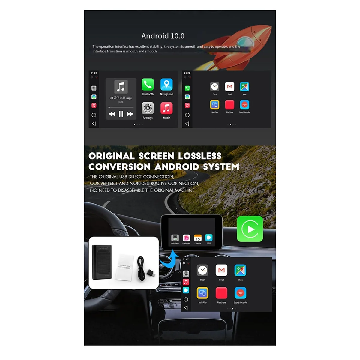 4+64GB Carplay AI Box Android 10 Qualcomm 6125 Built in -Compatible Wireless Car Multimedia Play Support 4G