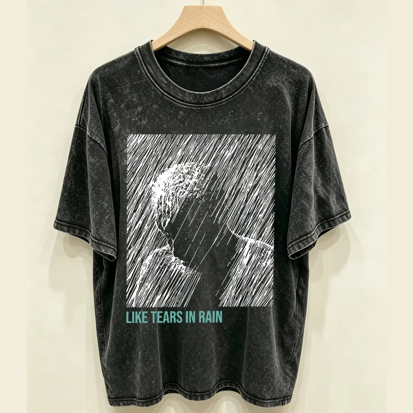 washed T Shirt Blades Runners Like Tears In Rain for Men Cotton Vintage Crewn long or short sleeves vintage Washed Slightly
