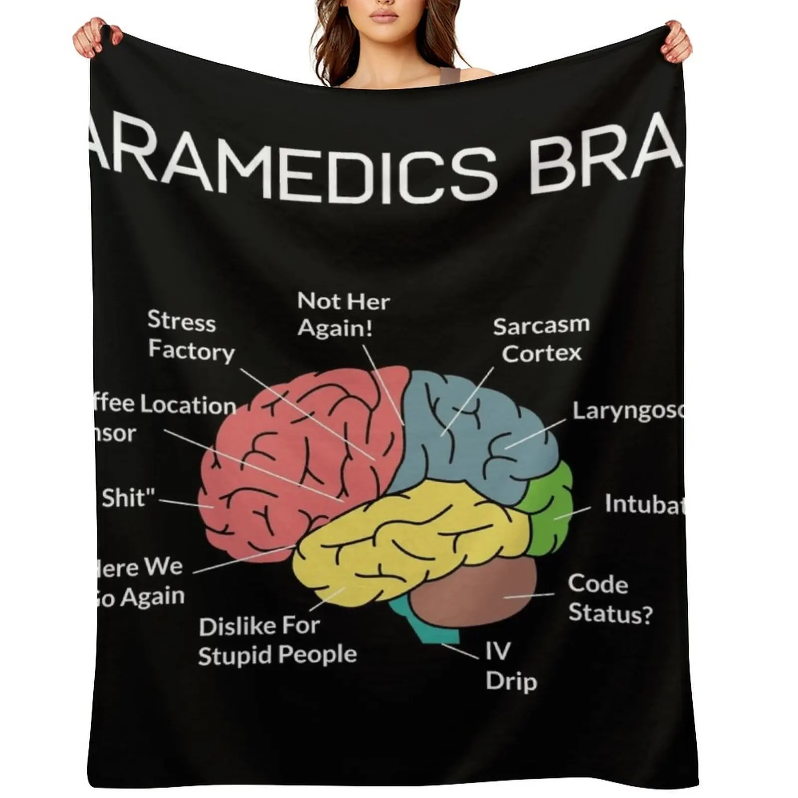 Paramedics Brain Funny EMS EMT Paramedic Thin White Line Throw Blanket Hairy valentine gift ideas christmas decoration Blankets