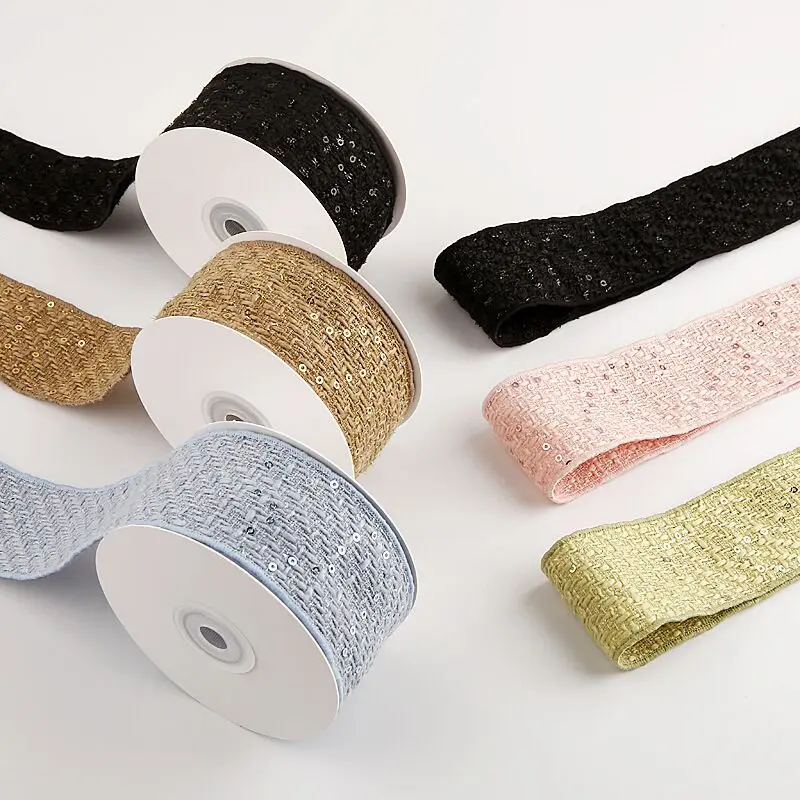 5 Yards 30MM 50MM Sequins Wool Yarn Ribbon Accessories Clothing For Crafts DIY Hair Bows Home Decor Materials Shoes Hats