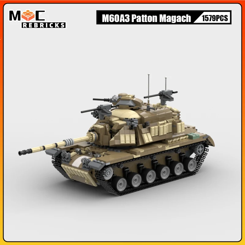 WW2 Military US Main Battle Tank M60A3 Patton Magach Minifigure Scale Building Blocks Model Armed Vehicles Brick Toys XMAS Gifts