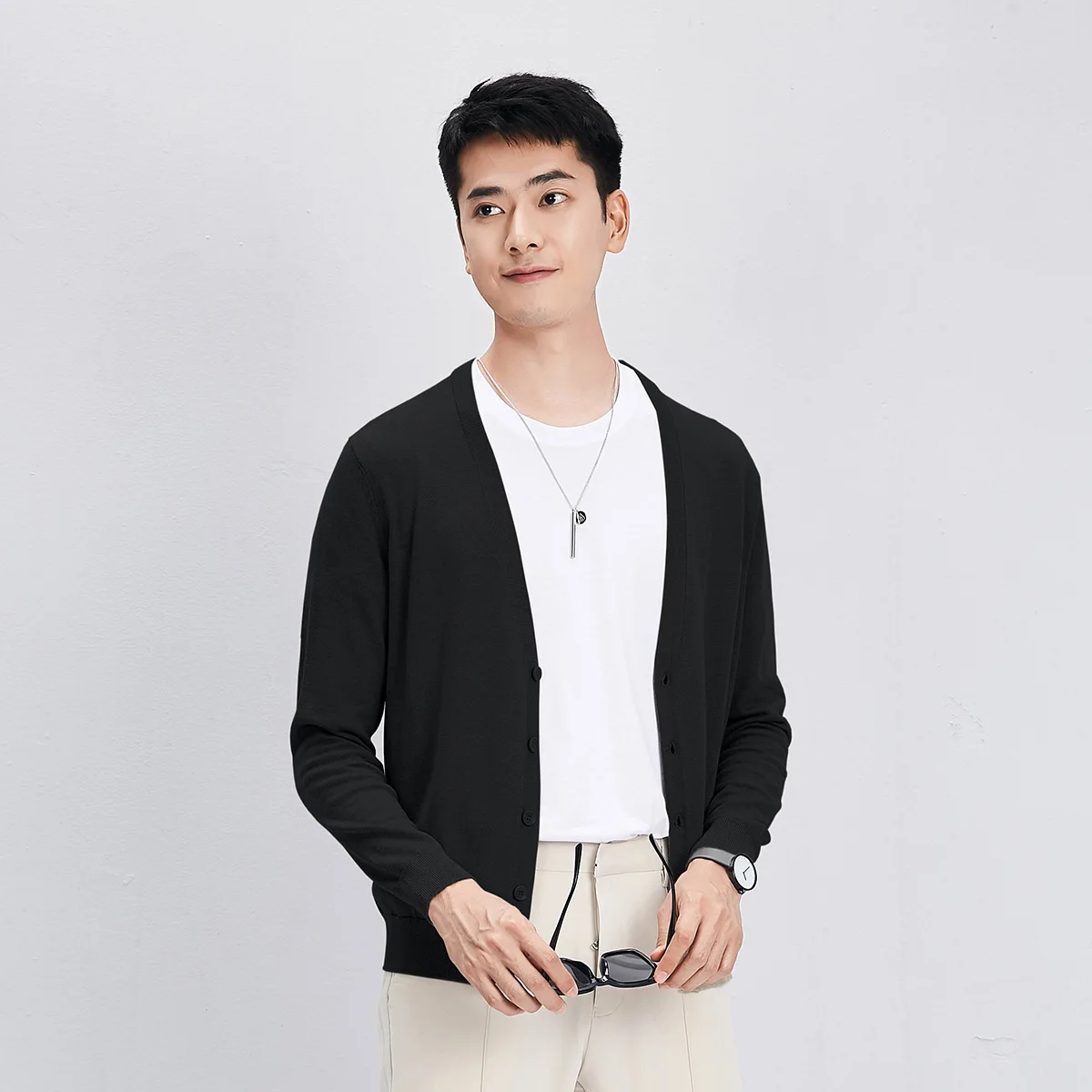 

2025 New Men's V-Ne Knitwear Slim Fit Korean Sle Spring Autumn Youth Base irt Trendy Long Sve Button up Cardigan