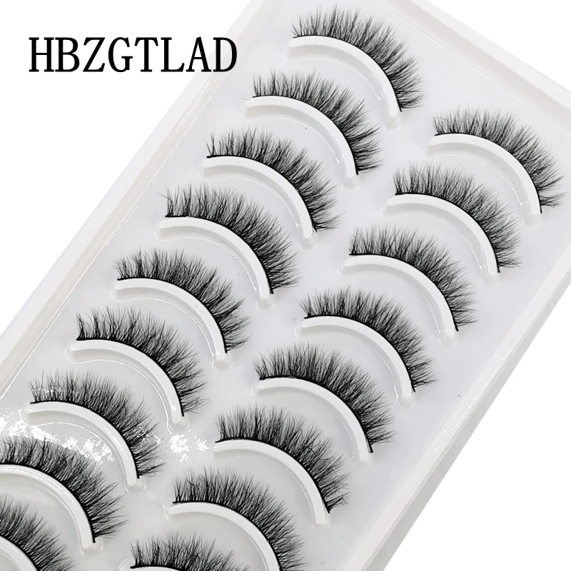 HBZGTLAD 10 Paar künstliche Nerz-Falsche Wimpern, natürliches langes Make-up, 3D-Nerzwimpern, Verlängerungswimpern, kurze Nerzwimpern für Schönheit – Detail 10