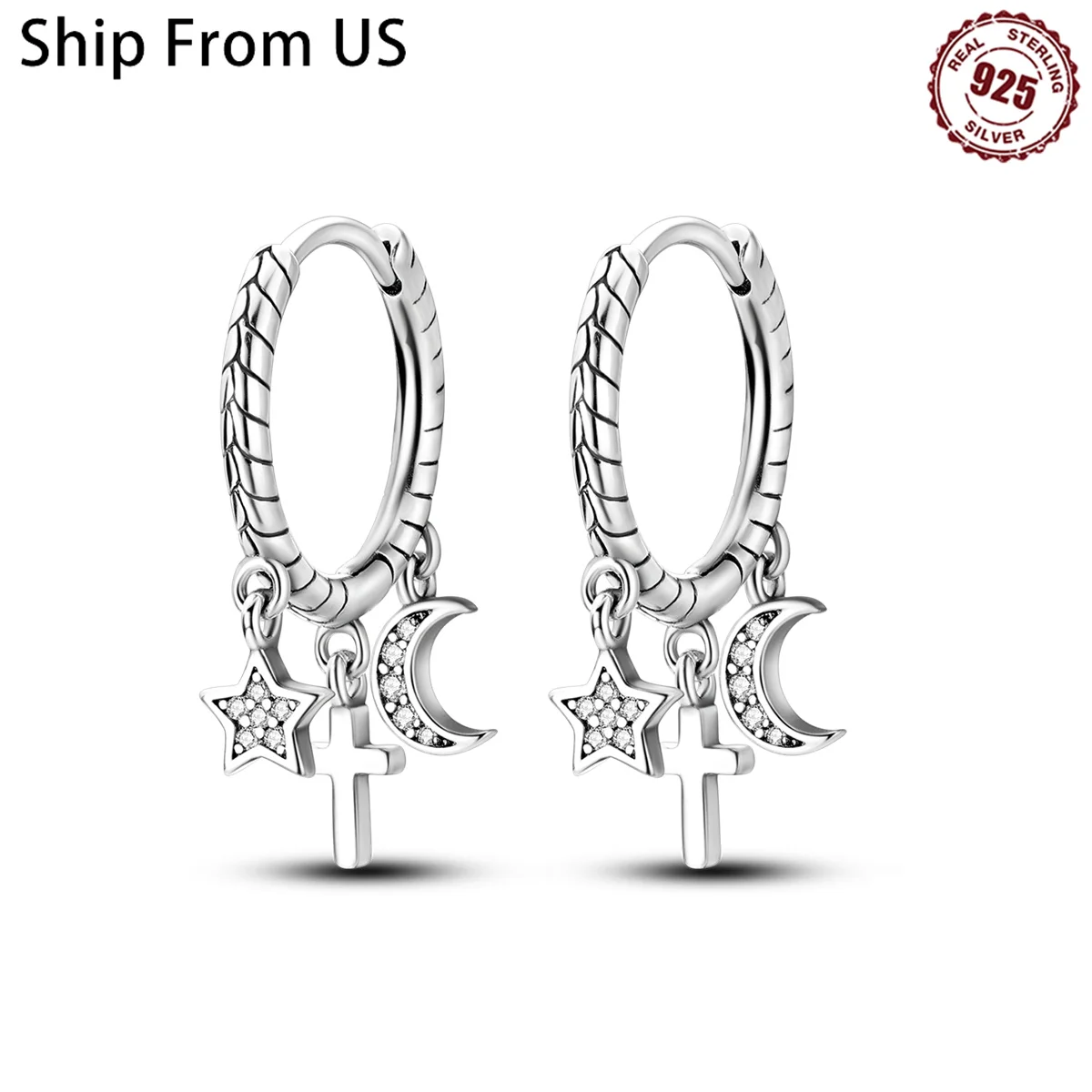 925 Sterling Silver Religious Symbols Series Drop Earrings For Woman Fashion Party Fine Gifts Elegant S925 Jewelry Accessories