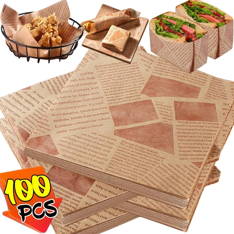 Papel a prueba de aceite, pan, hamburguesa, papel para envolver alimentos, revestimiento de cesta de alimentos a prueba de grasa, revestimiento de periódico, embalaje para hornear, hoja de papel para deli