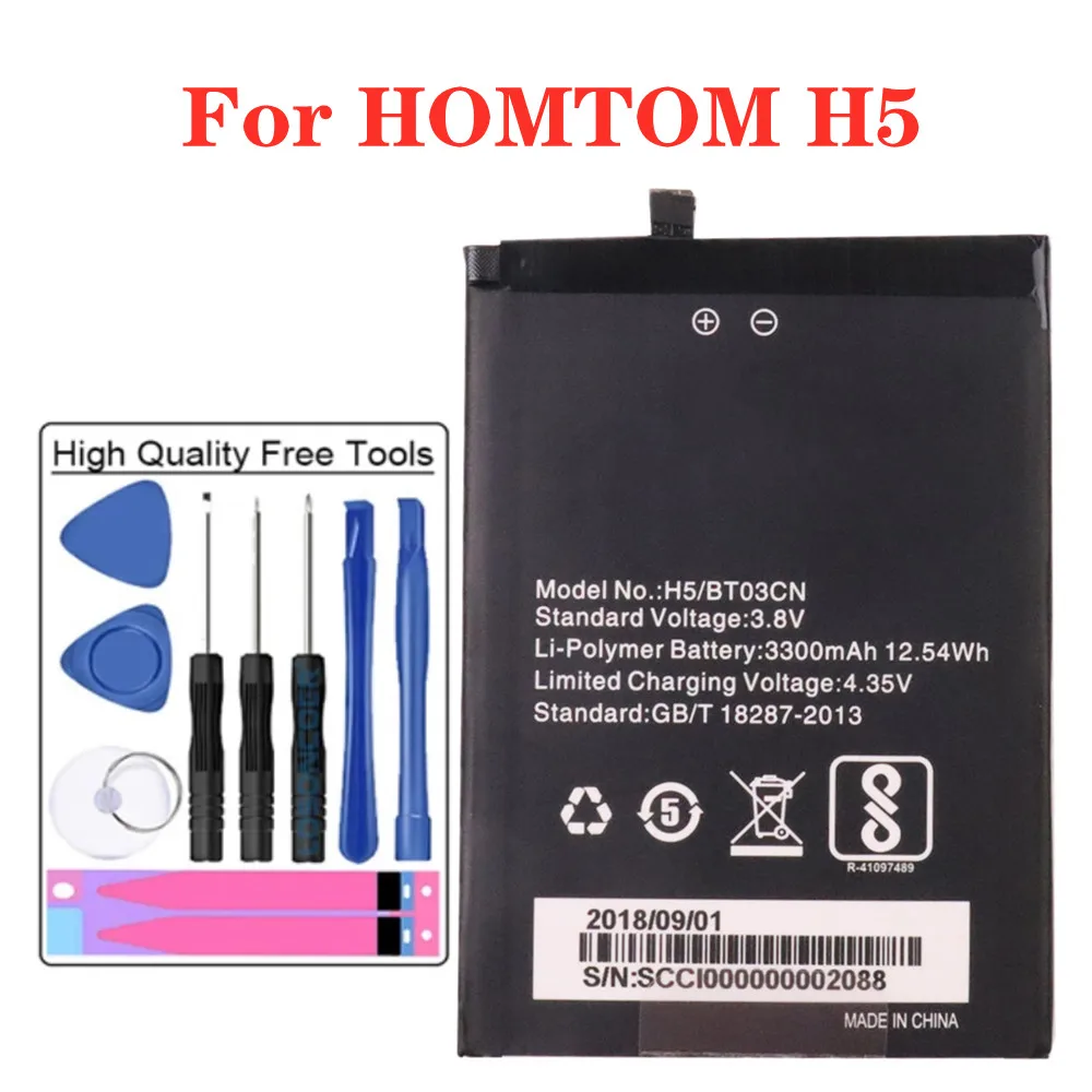 

3300mAh New Original Battery For HOMTOM H5 BT03CN Mobile Phone Replacement Battery High Capacity Backup Battery + Tools