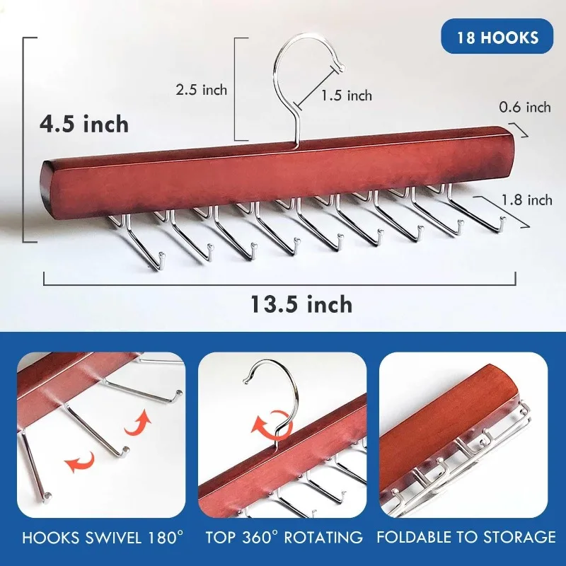 

Вешалка для галстука в шкафу, модернизированный мужской держатель для галстука с 18 складными крючками, компактный мужской зажим для галстука, галстук, ремень