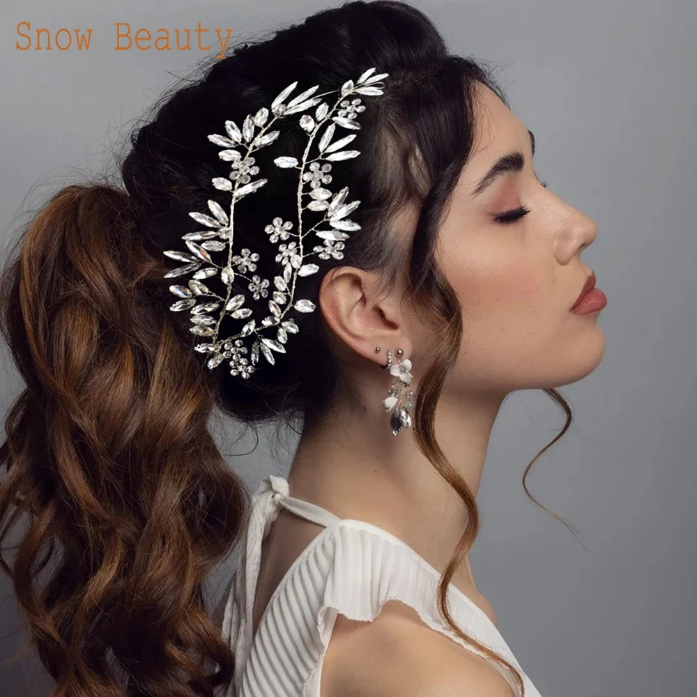 

A330 Rhinestone Bridal Headband Crystal Wedding Hair Accessories Elegant Bride Headpiece Pageant Headdresses Hair Jewelry Set