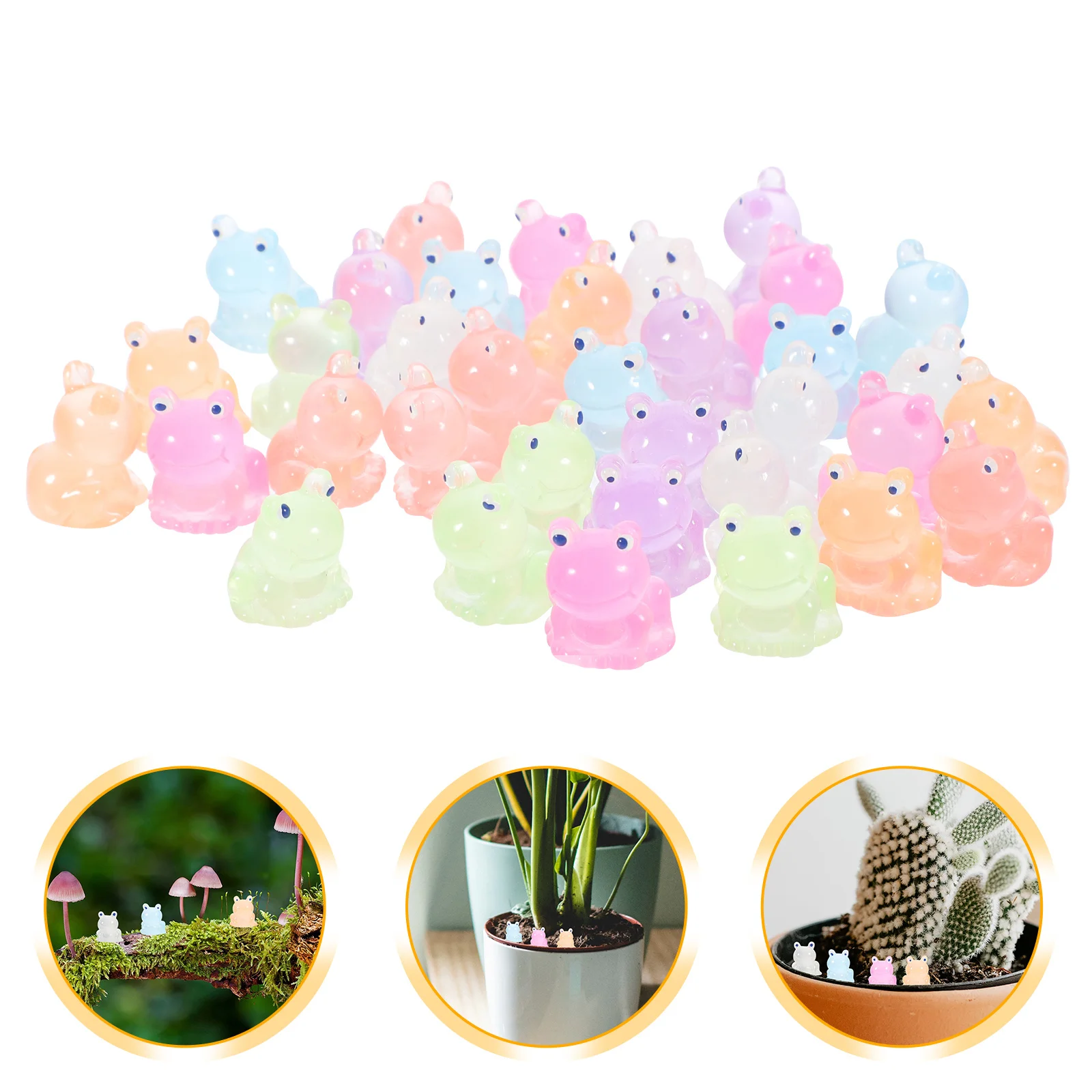 

35pcs Mini Frog nament Resin Figures Night Glow Home Garden Statue Luminous Figurines Tiny Sculptures Office Decor