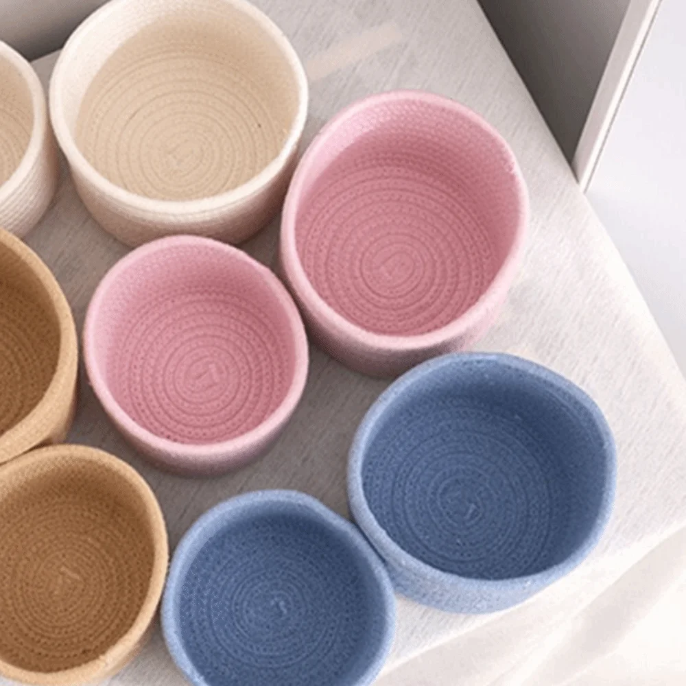 Cosmetics Basket Cotton Rope Storage Basket Minimalism Nordic Style Woven Storage Basket Handmade Desktop Storage Basket