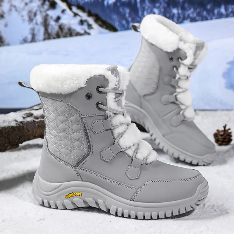 

Women's high-top snow boots winter new warm plush thicken cotton boots fashion non-slip outdoor casual boots comfort work boots