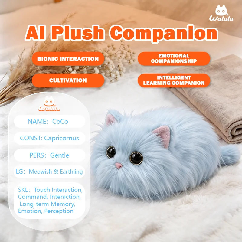 Smart Plush Toy Quality Accompanying Interactive EN71 High Functional Cat; AI Electronic Play Voice Robot