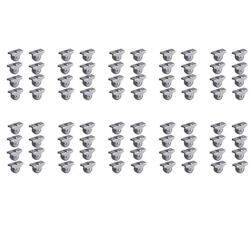 AFOURT-80PCS TPE Caster Wheels Duty Fixed Casters With Rigid Non-Swivel Base Ball Bearing Trolley Wheels Top Plate 1 Inch