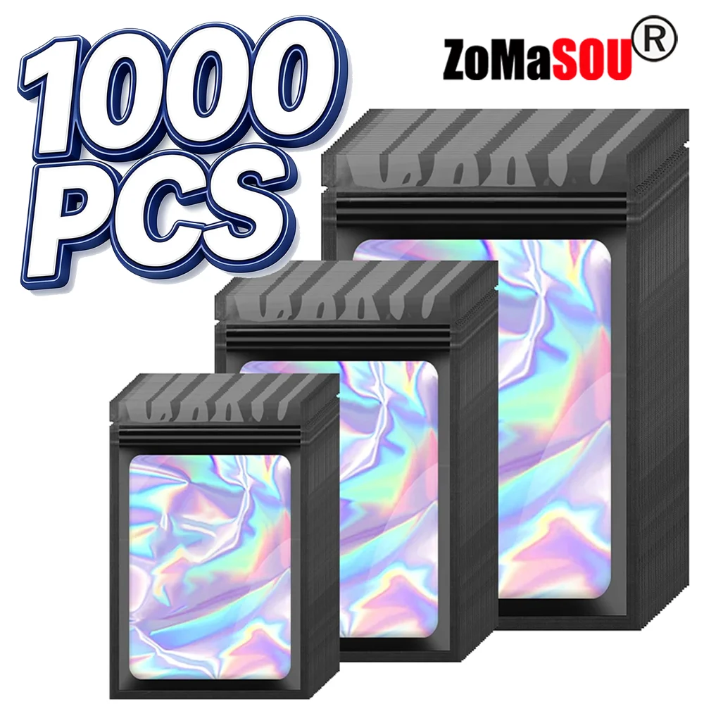 Women Bags Under 500 - 10-1000Pcs Holographic Ziplock Bags Reusable Plastic