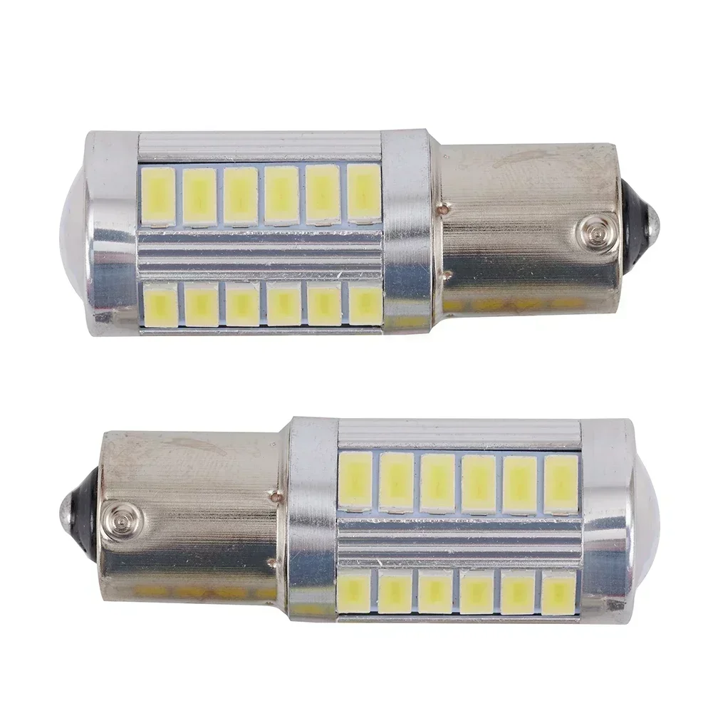 

2PCS White LED Reversing Lights Car DRL LAMP Bulb BA15S P21W 1156 33SMD 12V Car Light Accessories 18x51mm 6500K Aluminum