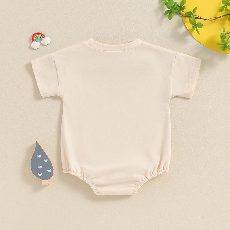 Baby Boy Romper Short Sleeve Crew Neck Letters Print Summer Bodysuit Clothes for Casual Daily