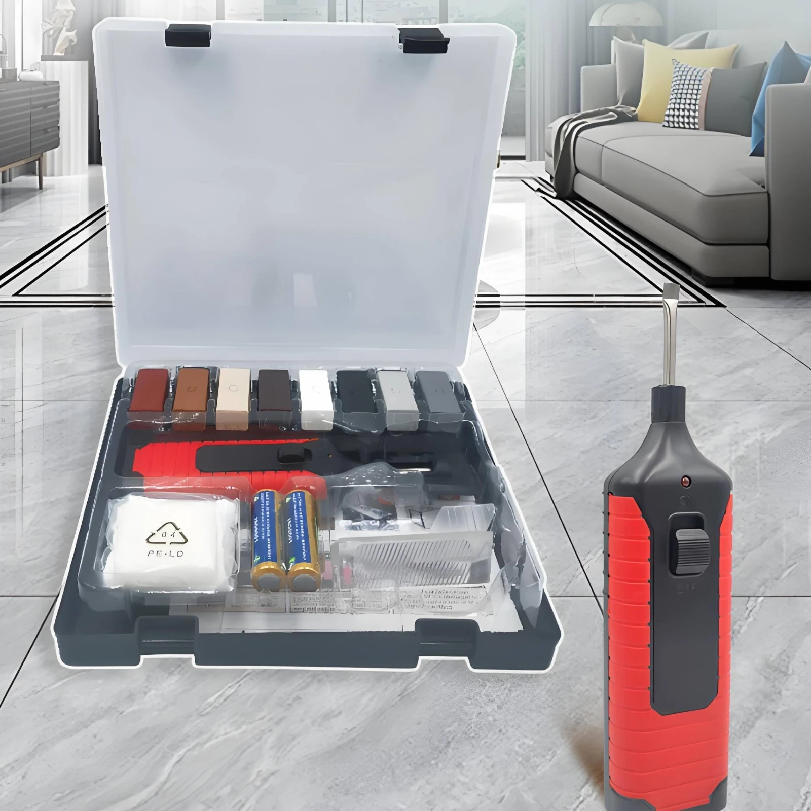 Tile Floor Repair Kit Clear Hinged Lid Tile Repair Kit Fixing Tools Battery Powered Compact