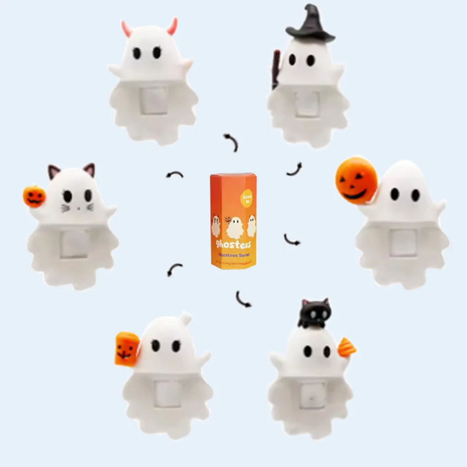 Boîte aveugle Ghostees d'halloween, figurine d'action, jouets mystère, cadeau Surprise pour enfant, poupées pendentif mignonnes faites à la main