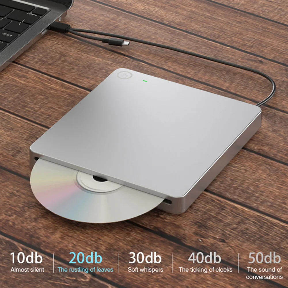 USB3.0 외부 DVD 버너 Type-C 인터페이스 CD +/- RW 광학 드라이브 버너 PC 노트북 MacBook 용 휴대용 CD/DVD ROM 플레이어