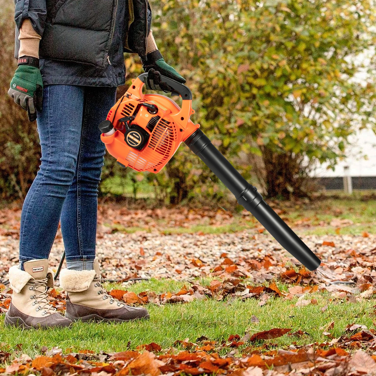 

7000 об/мин 2-тактный сверхмощный газовый ручной вентилятор для листьев, одноцилиндровый вентилятор для травы с воздушным охлаждением для газона и двора