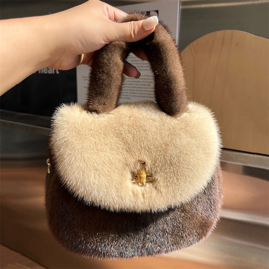 Luxury Designer Fur Bag 2024 Mink New Small Handbag Female Casual Mini Handbags Women\'s Fashion Ladies Crossbody Purse