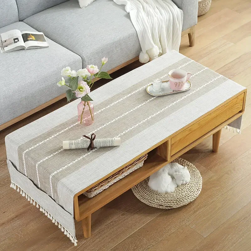 

Скатерть для журнального столика в скандинавском стиле, художественная хлопковая льняная толстая японская скатерть для стола, гостиной, чехол для ТВ-шкафа, полотенце