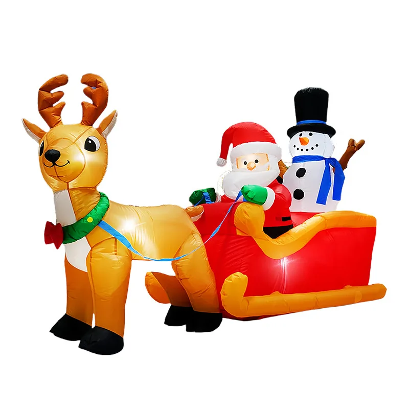 

Christmas luminous air model elk sleigh car inflatable Santa snowman gifts outdoor decoration ornament