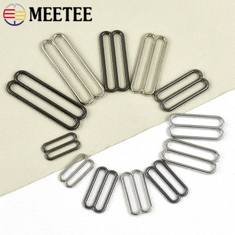 Meetee 30Pcs 20/25/30/40/50mm Metal Tri-Glide Adjust Buckles Bra Strap Clasp Decoration Underwear Ring Hook Sewing Accessories