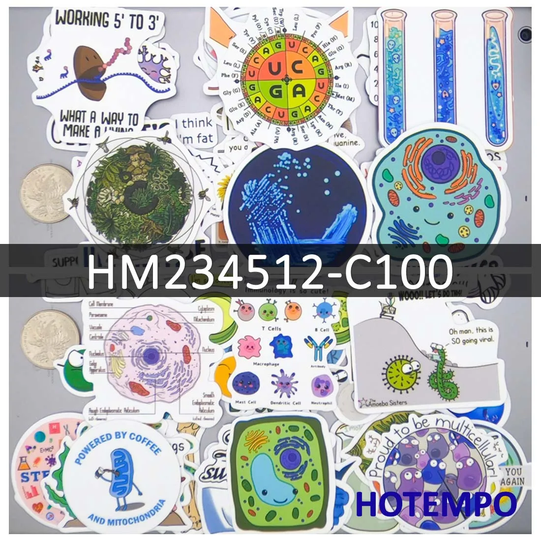 50/100Pieces Funny Natural Science Graffiti Biology Style Stickers for Phone Scrapbook Luggage Cup Bike Car Laptop Sticker Toys