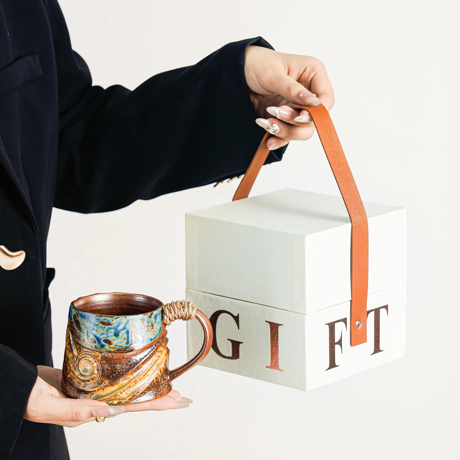 Premium Vintage Kiln Change Ceramic Mug Gift Box Set Exquisite High End Drinkware For Home Office Present Collection