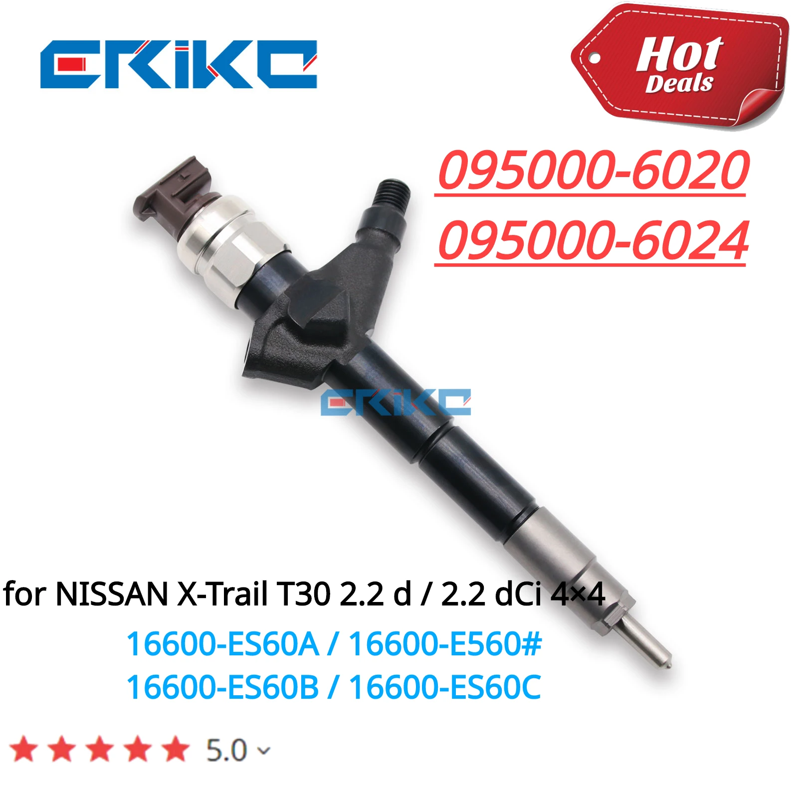 095000-6024 095000-602# Common Rail Injection 095000-6020 Diesel Fuel injector Assy for DENSO NISSAN X-Trail 2.2L 16600-ES60A