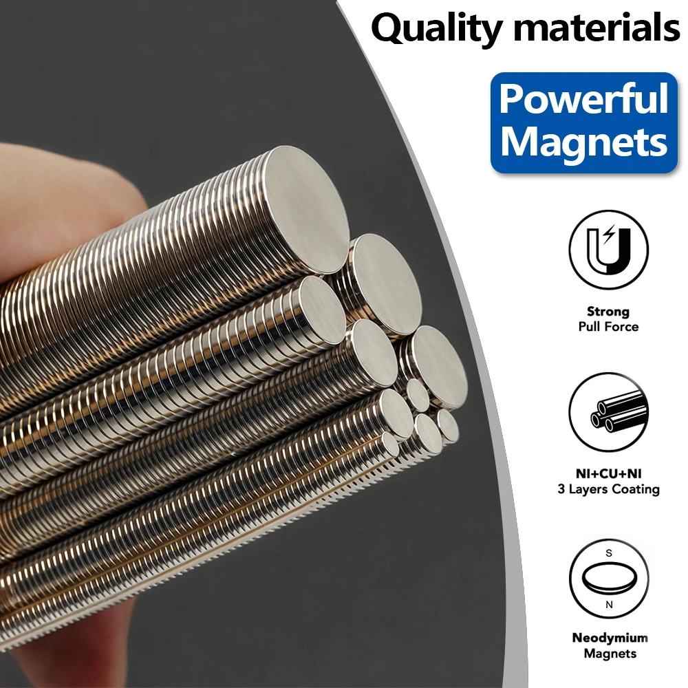 Small Round Neodymium Magnet 3/4/5/6/8/10/12/15x1mm Permanent Magnets NdFeB Powerful Magnetic High Performance DIY