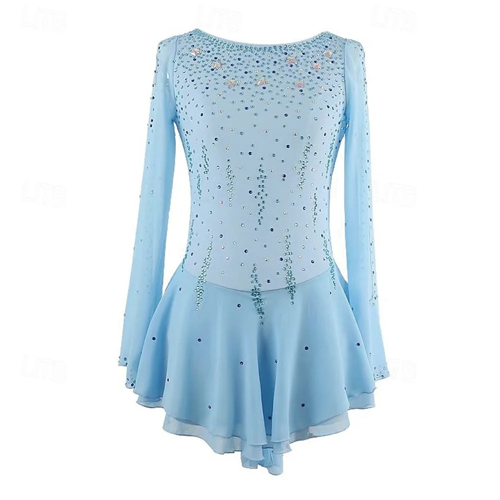 

Kids Figure Skating Dress Long Sleeve Ice Skating Outfit Comfortable Stretch Fabric For Daily Practice Competition And Performan