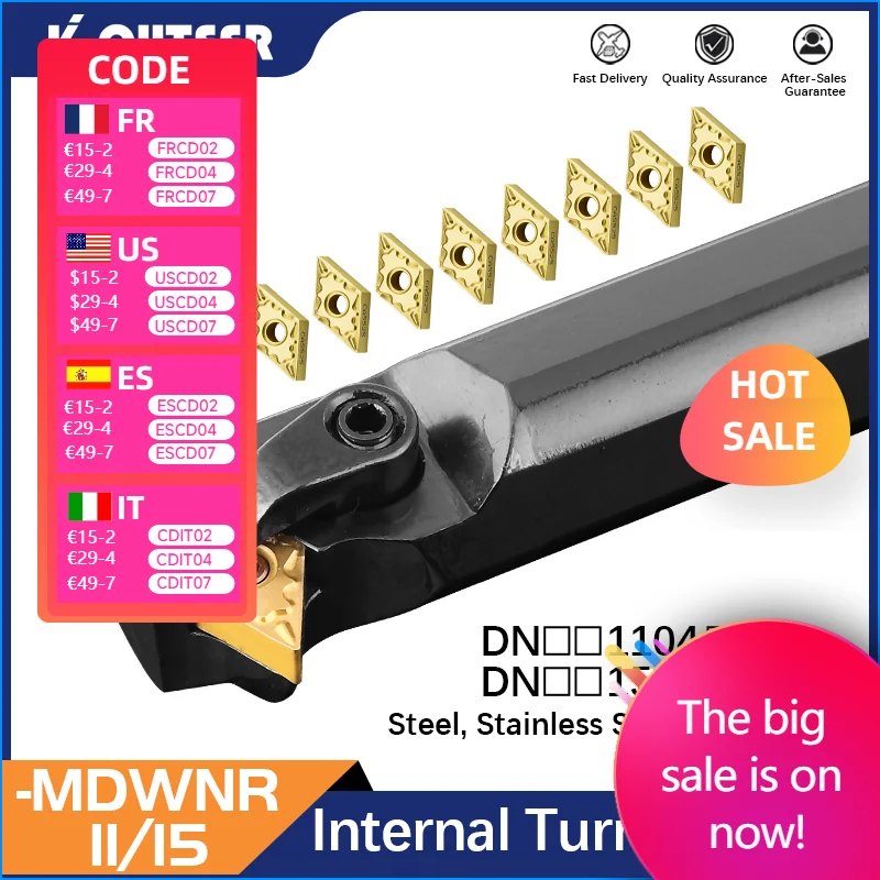 

1pc S20R-MDWNR11 S32T-MDWNR15 Internal Turning Tool Holder DNMG11/15 Carbide Inserts Lathe Bar CNC Cutting Tools Set