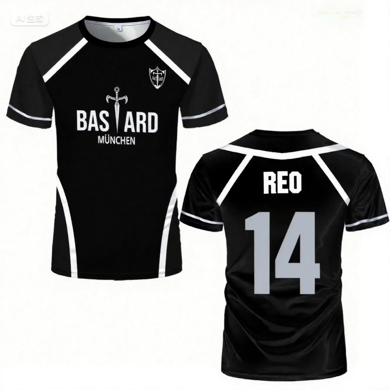 

Men's casual sports short-sleeved shirt, anime blue lock design football top, outdoor activity fashionable training wear