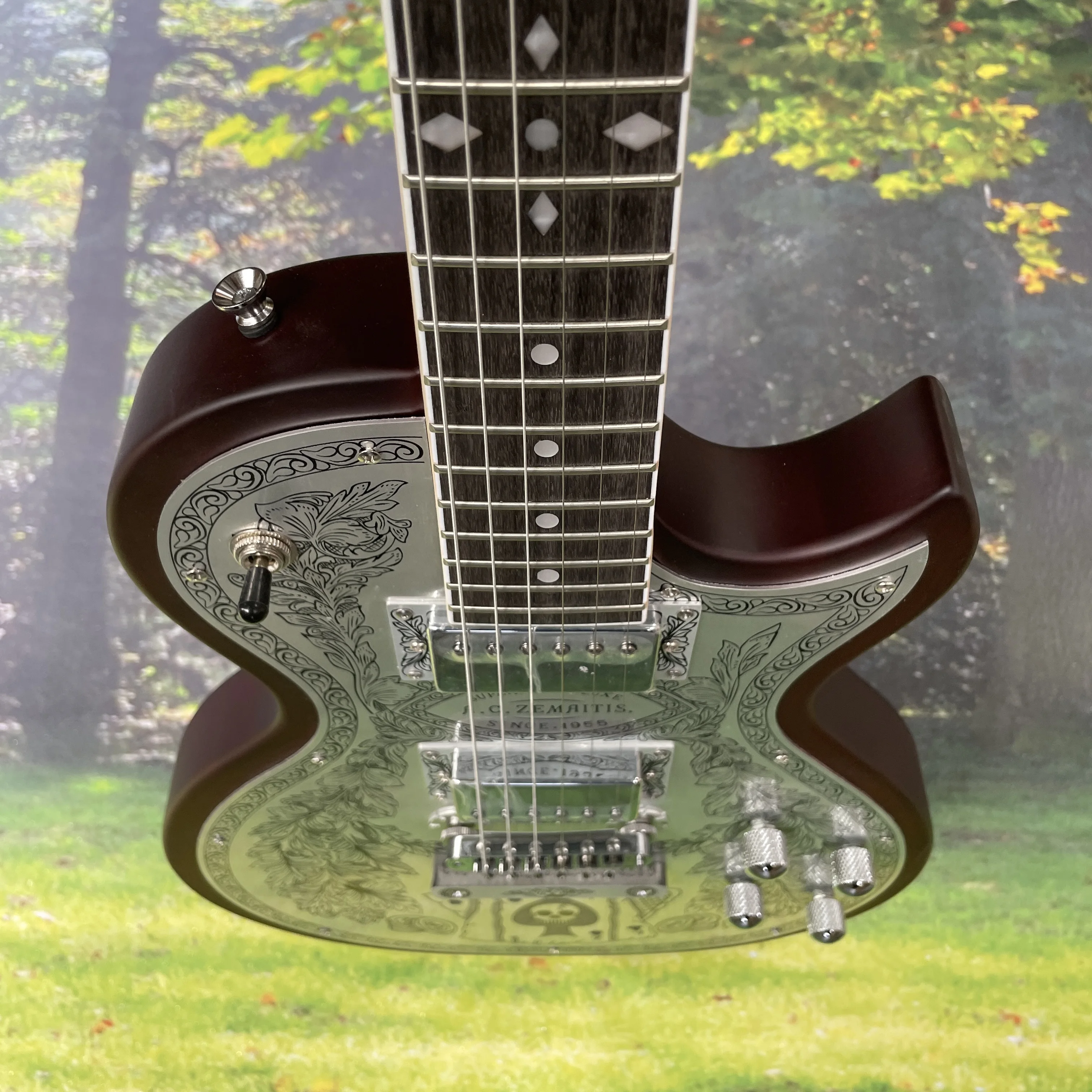 Zemaitis Casimere Металлическая атласная гитара Алюминиевая пластина Палисандр Накладка на гриф Хромированная фурнитура