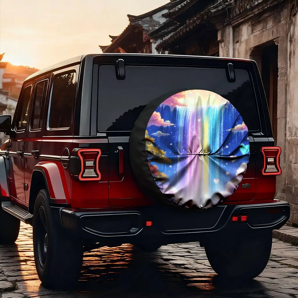Un colorido vehículo todoterreno en un entorno de ensueño: una mezcla perfecta de magnífico arte natural y atmosférico, ideal para decorar