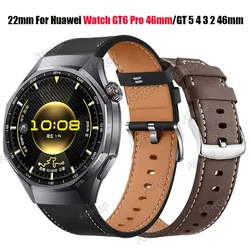 For Huawei Watch GT 6 Pro 46mm Strap 22mm Leather Replacement Correa Bracelet For Huawei Watch GT 5 4 3 2 46mm GT2e Watchband