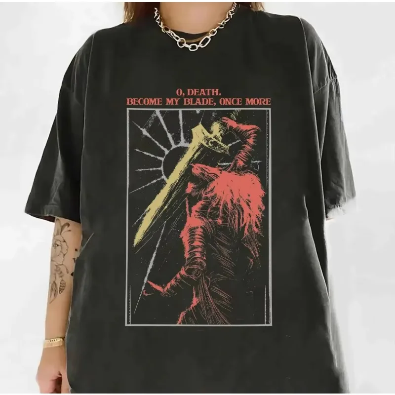 Super Large Summer Men's and Women's Loose Breathable T-shirt Top Maliketh The Black Blade Shirt, Maliketh Black Blade T-shirt
