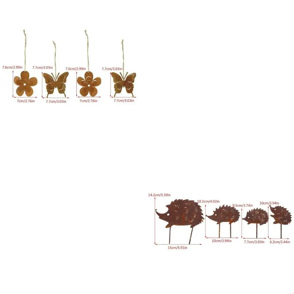

Decorative Garden Stakes Set Metal Garden Ornaments Waterproof Decorations C5AD