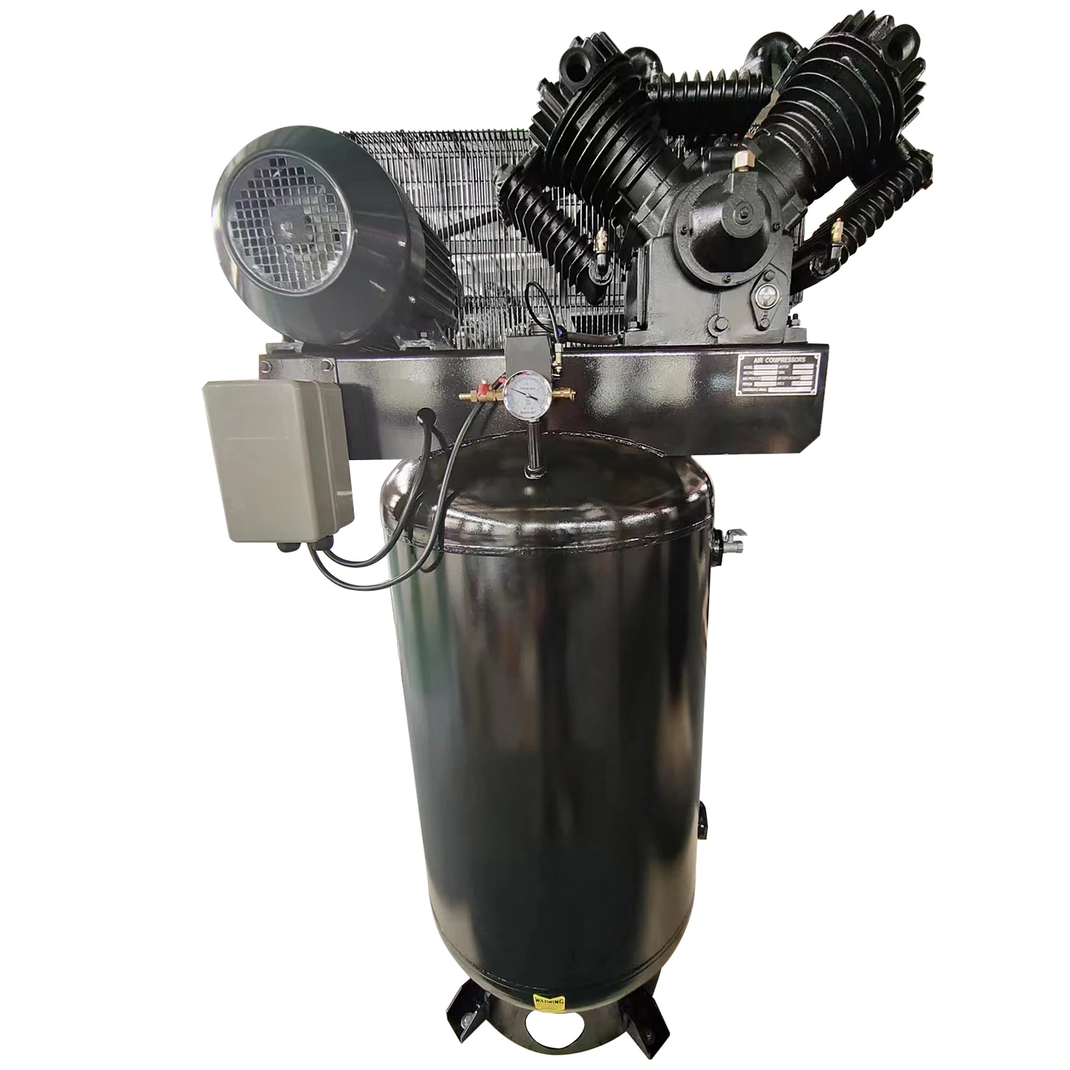 10-HP Air Compressor 80-Gallon Vertical ASME Tank 37CFM Max.175PSI 220V 3-Phase Two-Stage Electric Stationary Air Compressor