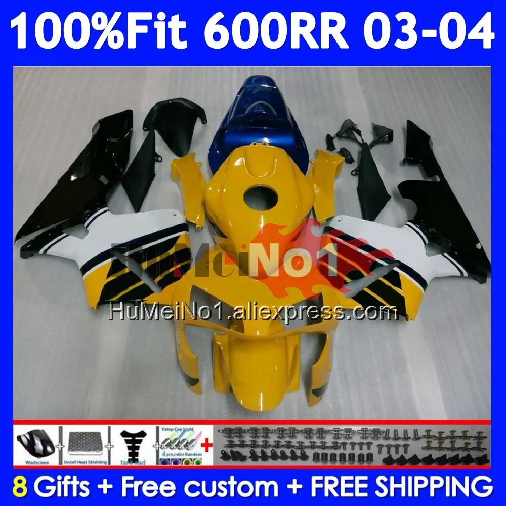 Injection For HONDA CBR600RR CBR 600RR 600F5 600CC Yellow blk 40No.129 CBR600F5 CBR 600 CC CBR600 RR F5 2003 2004 03 04 Fairing