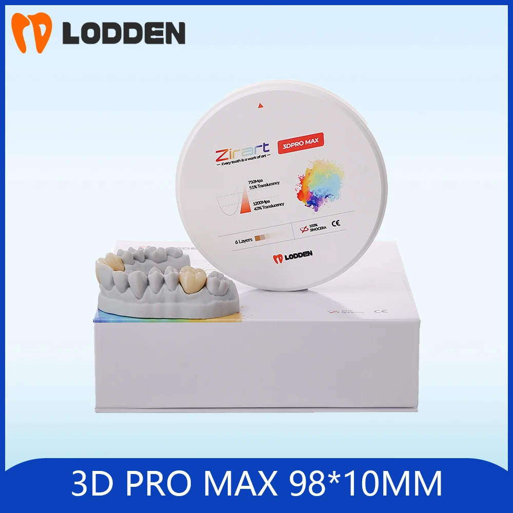 Lodden Zirconia 3D PRO MAX 98x10mm 5 Layers Color Blocks Vita16&BL1-4 Dental Lab Denture Dentist Material For CAD CAM